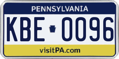 PA license plate KBE0096