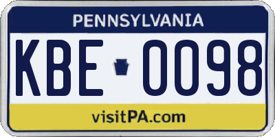 PA license plate KBE0098