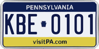 PA license plate KBE0101