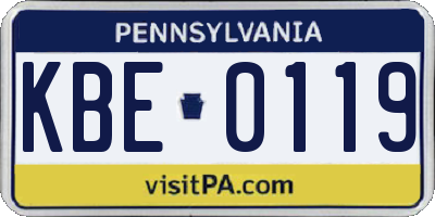 PA license plate KBE0119