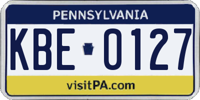PA license plate KBE0127