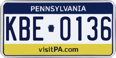 PA license plate KBE0136
