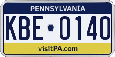 PA license plate KBE0140