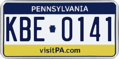 PA license plate KBE0141
