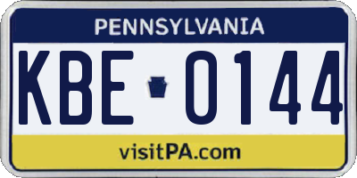 PA license plate KBE0144