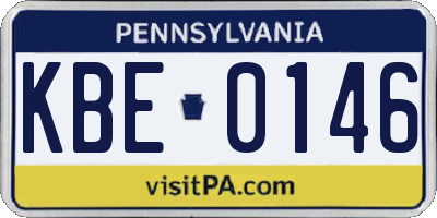 PA license plate KBE0146