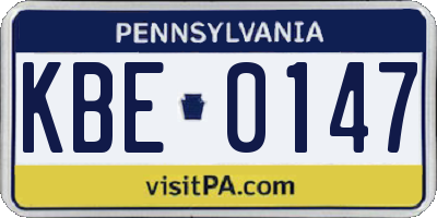 PA license plate KBE0147