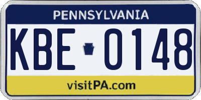 PA license plate KBE0148