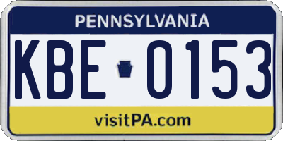PA license plate KBE0153