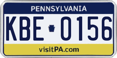 PA license plate KBE0156