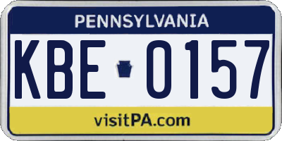 PA license plate KBE0157