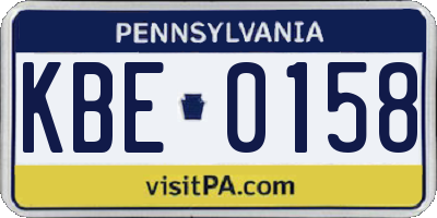 PA license plate KBE0158