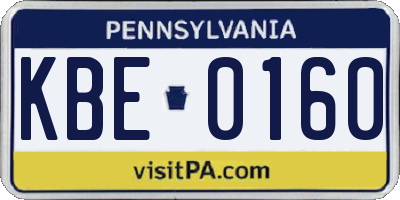 PA license plate KBE0160