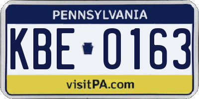 PA license plate KBE0163