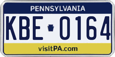 PA license plate KBE0164