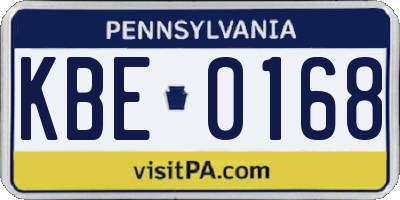 PA license plate KBE0168