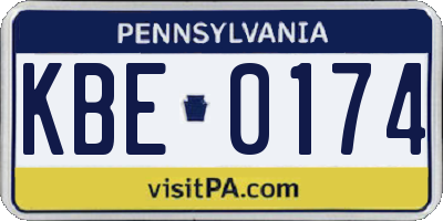 PA license plate KBE0174