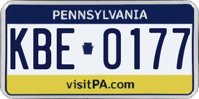 PA license plate KBE0177
