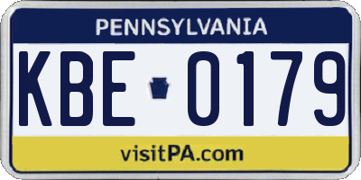 PA license plate KBE0179