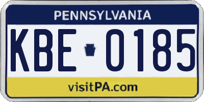 PA license plate KBE0185