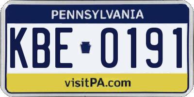 PA license plate KBE0191