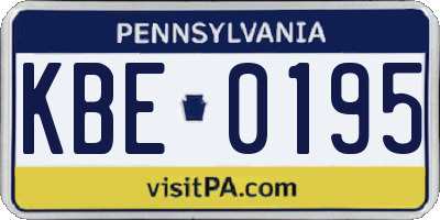 PA license plate KBE0195