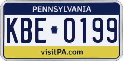 PA license plate KBE0199