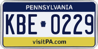 PA license plate KBE0229
