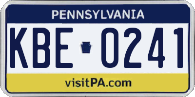 PA license plate KBE0241