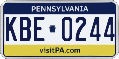 PA license plate KBE0244