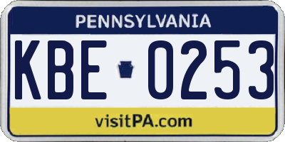 PA license plate KBE0253