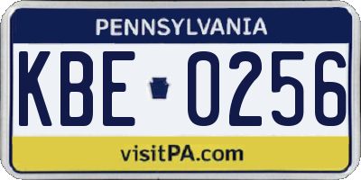 PA license plate KBE0256