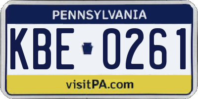 PA license plate KBE0261