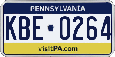 PA license plate KBE0264