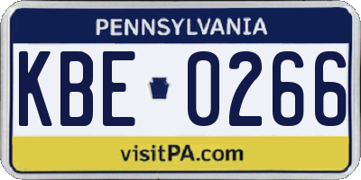PA license plate KBE0266