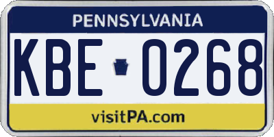 PA license plate KBE0268