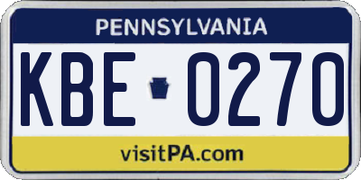 PA license plate KBE0270
