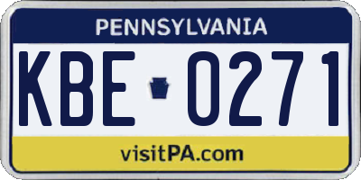 PA license plate KBE0271