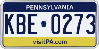 PA license plate KBE0273