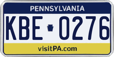PA license plate KBE0276
