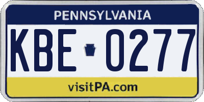 PA license plate KBE0277
