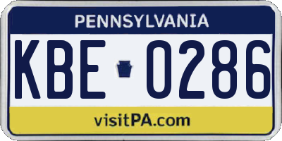PA license plate KBE0286