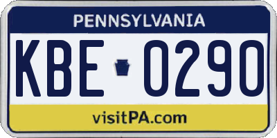 PA license plate KBE0290