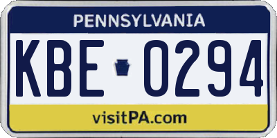 PA license plate KBE0294