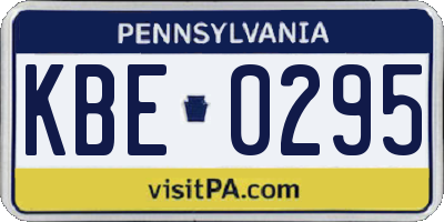 PA license plate KBE0295