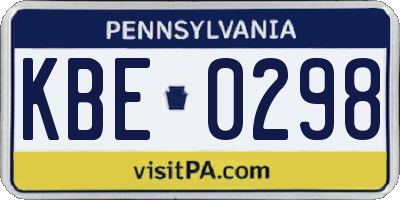 PA license plate KBE0298