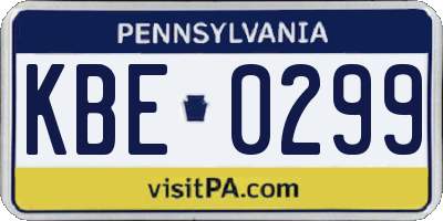 PA license plate KBE0299