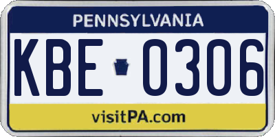PA license plate KBE0306