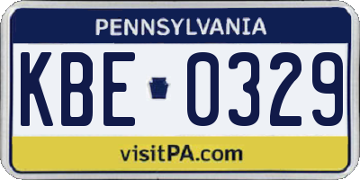 PA license plate KBE0329