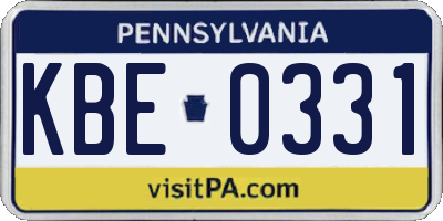 PA license plate KBE0331